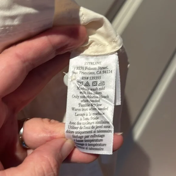 🎀 NWT EVERLANE organic cotton The Long-Sleeve Utility Mini Dress XS in bone - Picture 9 of 16